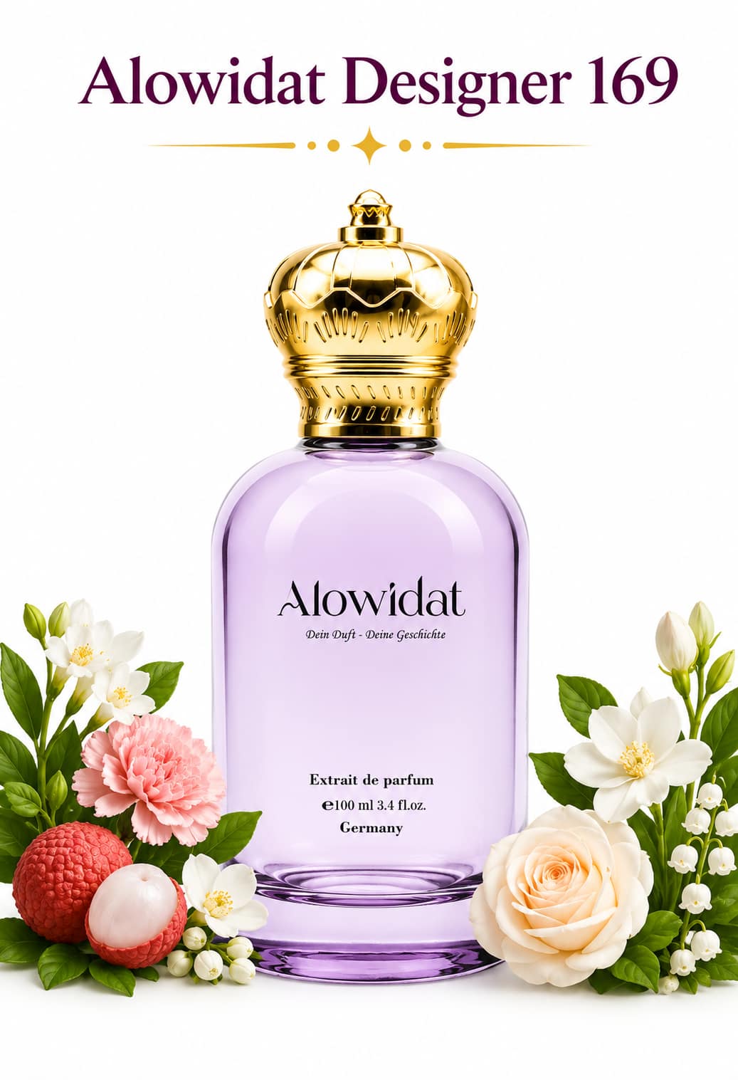 66c624e1-f253-443c-98ef-2114a779c810 عطر نسائي Alowidat Designer 169 – زهري فاكهي بلمسة عنبرية خشبية - الصورة 1