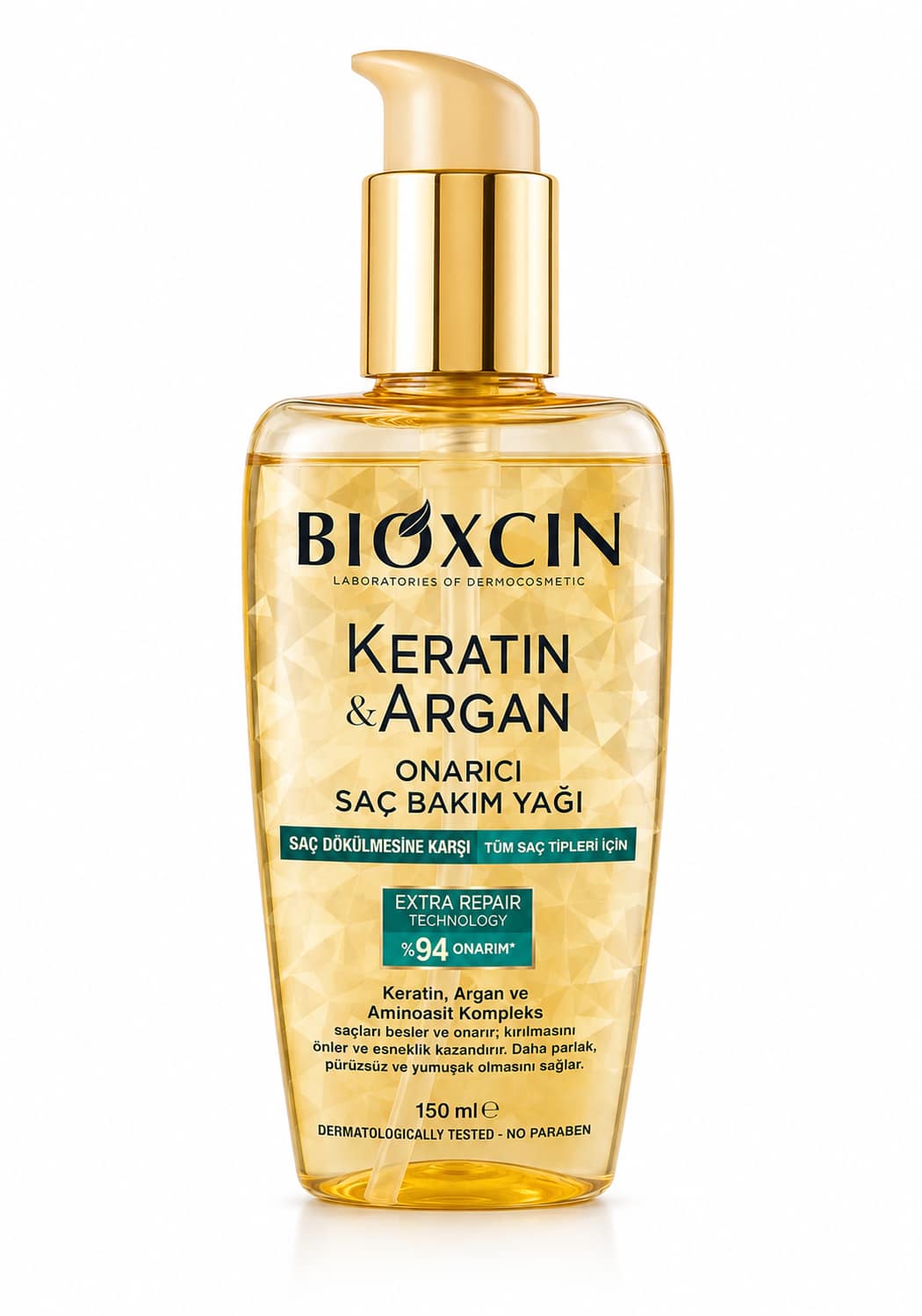 a666afc8-7737-4510-82d8-3858ab38e3d2 زيت شعر Bioxcin Keratin & Argan لإصلاح الشعر 150 مل – ترطيب ولمعان بدون شطف - الصورة 1