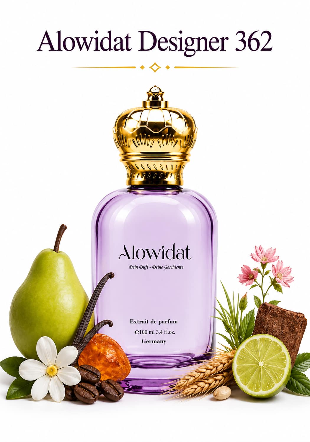 81e5de7a-eada-41bb-aec3-5543691b8709 عطر نسائي Alowidat Designer 362 – فاكهي زهري بلمسة مسكية عنبرية - الصورة 1