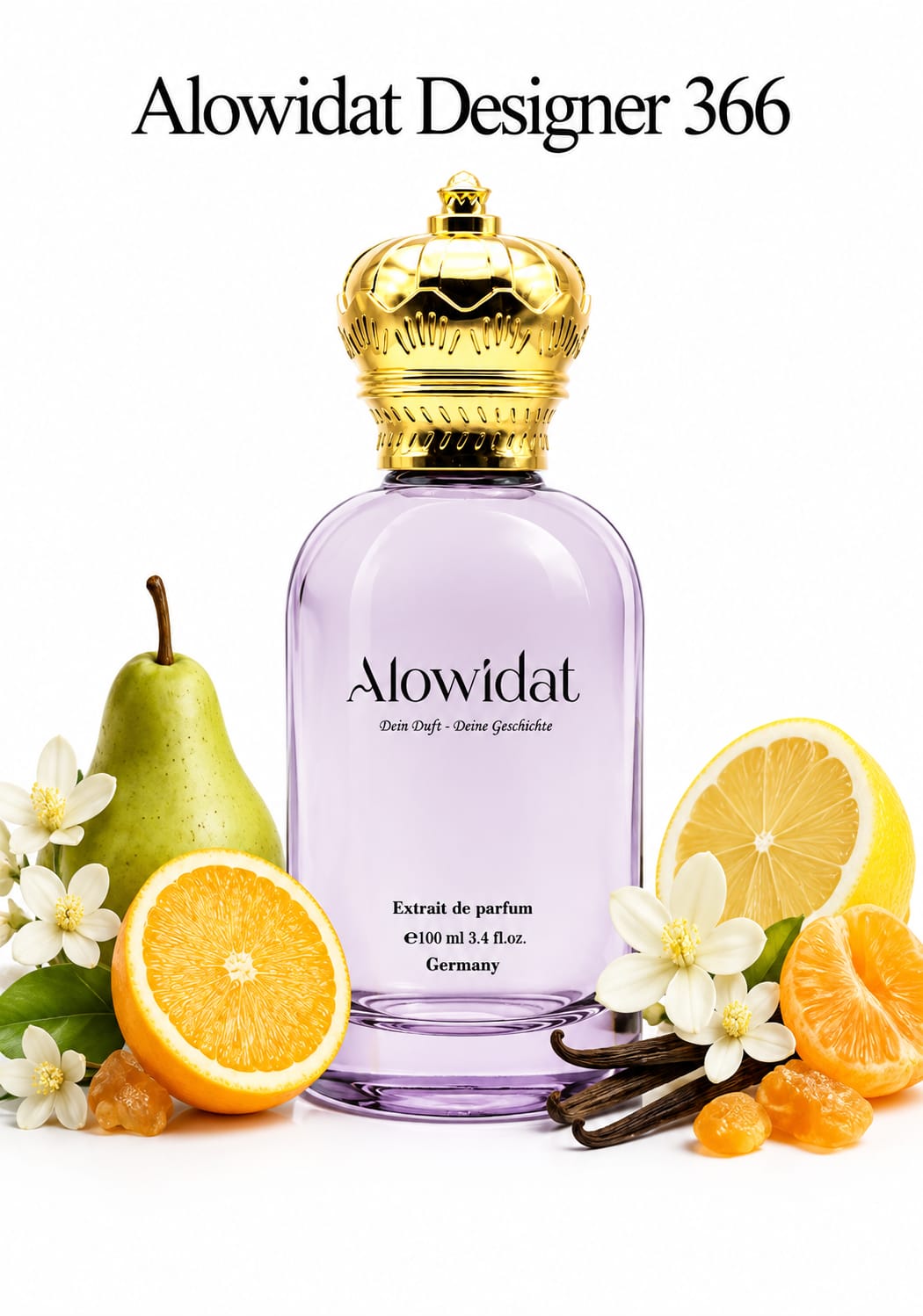 cda2ddd8-578a-4feb-a674-1224ed497a32 عطر نسائي Alowidat Designer 366 – فاكهي زهري بلمسة فانيليا مسكية - الصورة 1