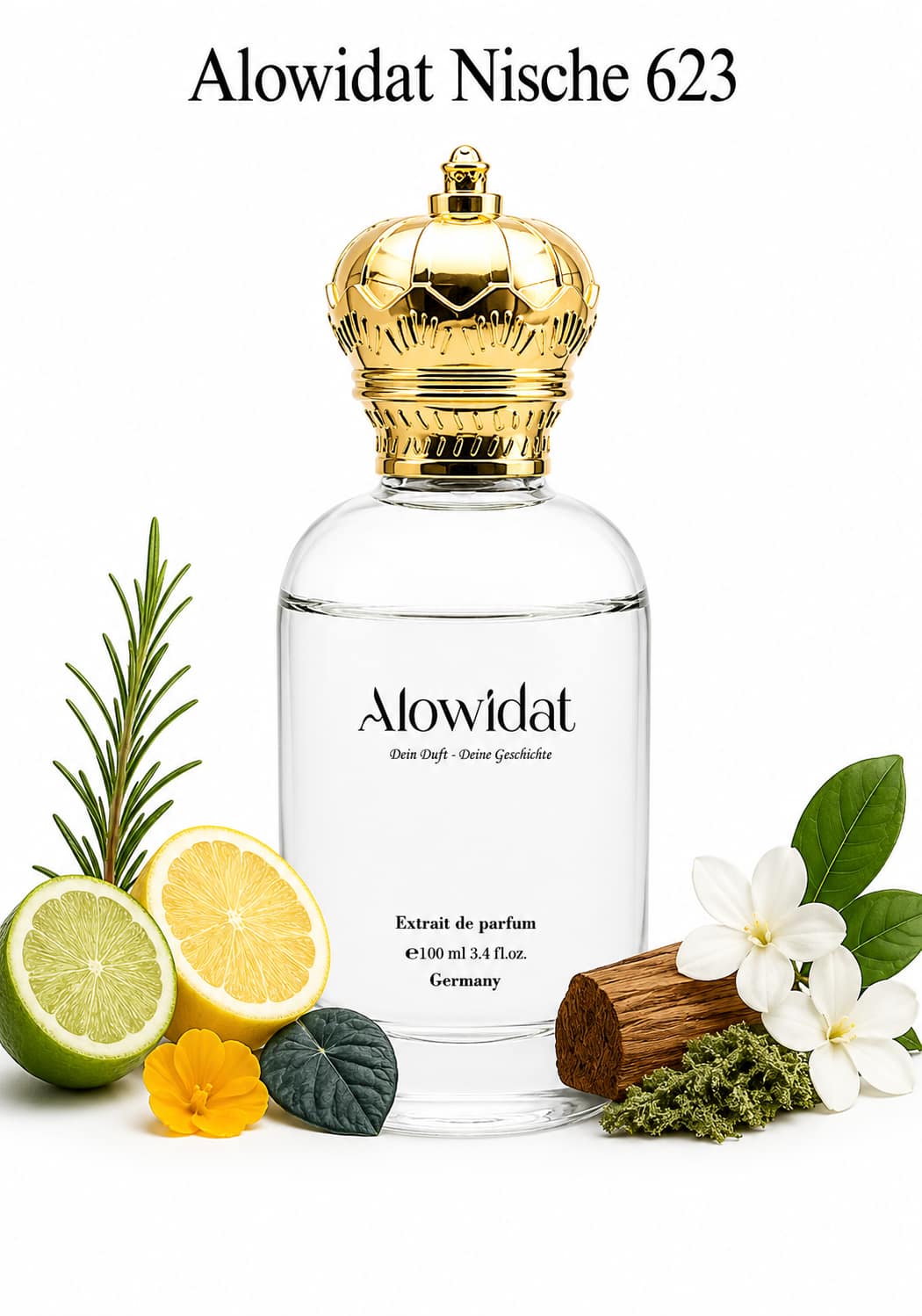 f5245f78-280e-486a-9307-d1aaaf16549d عطر للجنسين Alowidat Nische 623 – حمضي زهري بلمسة أمبروكسان وخشب الأرز - الصورة 1