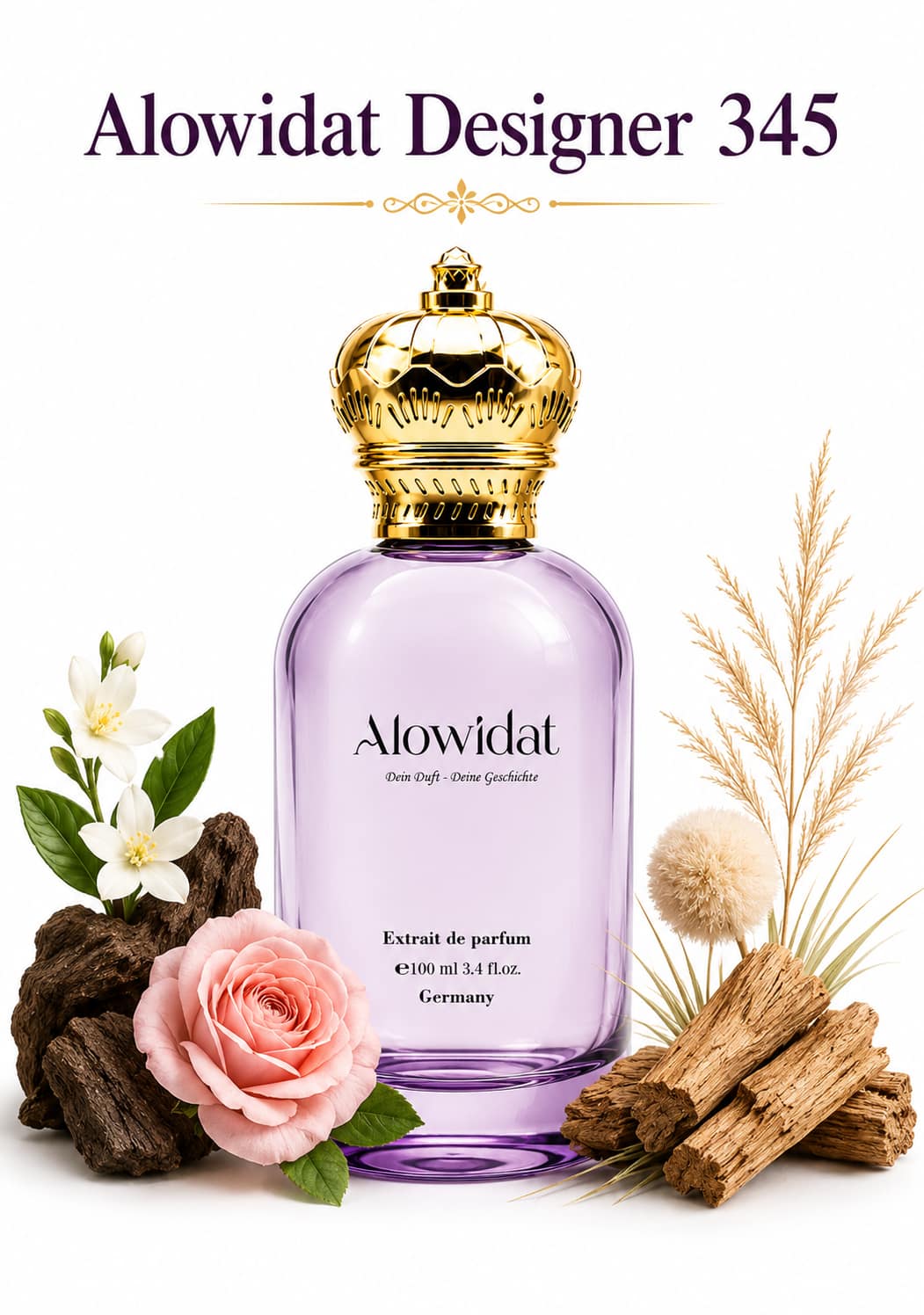 550091c2-155e-41d0-9a8a-d8f76c6d232f عطر نسائي Alowidat Designer 345 – زهري خشبي بلمسة مسكية ناعمة - الصورة 1