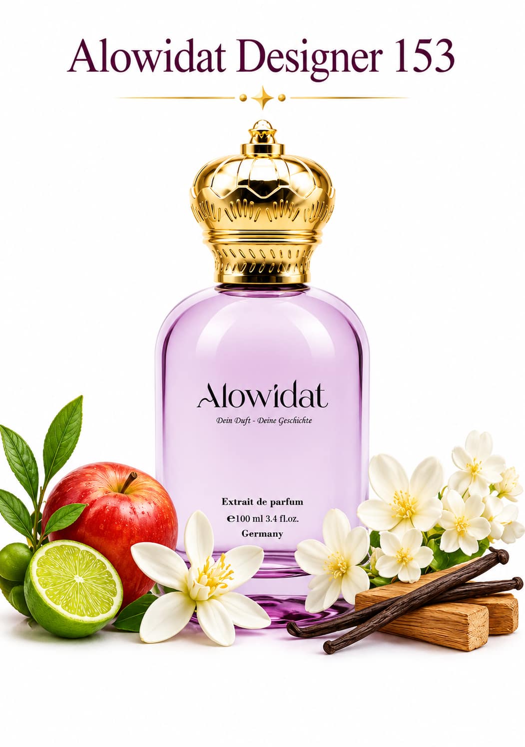 8e69da6c-b96a-4695-aa25-0634ddf99ca1 عطر نسائي Alowidat Designer 153 – زهري فانيلي بلمسة خشبية دافئة - الصورة 1