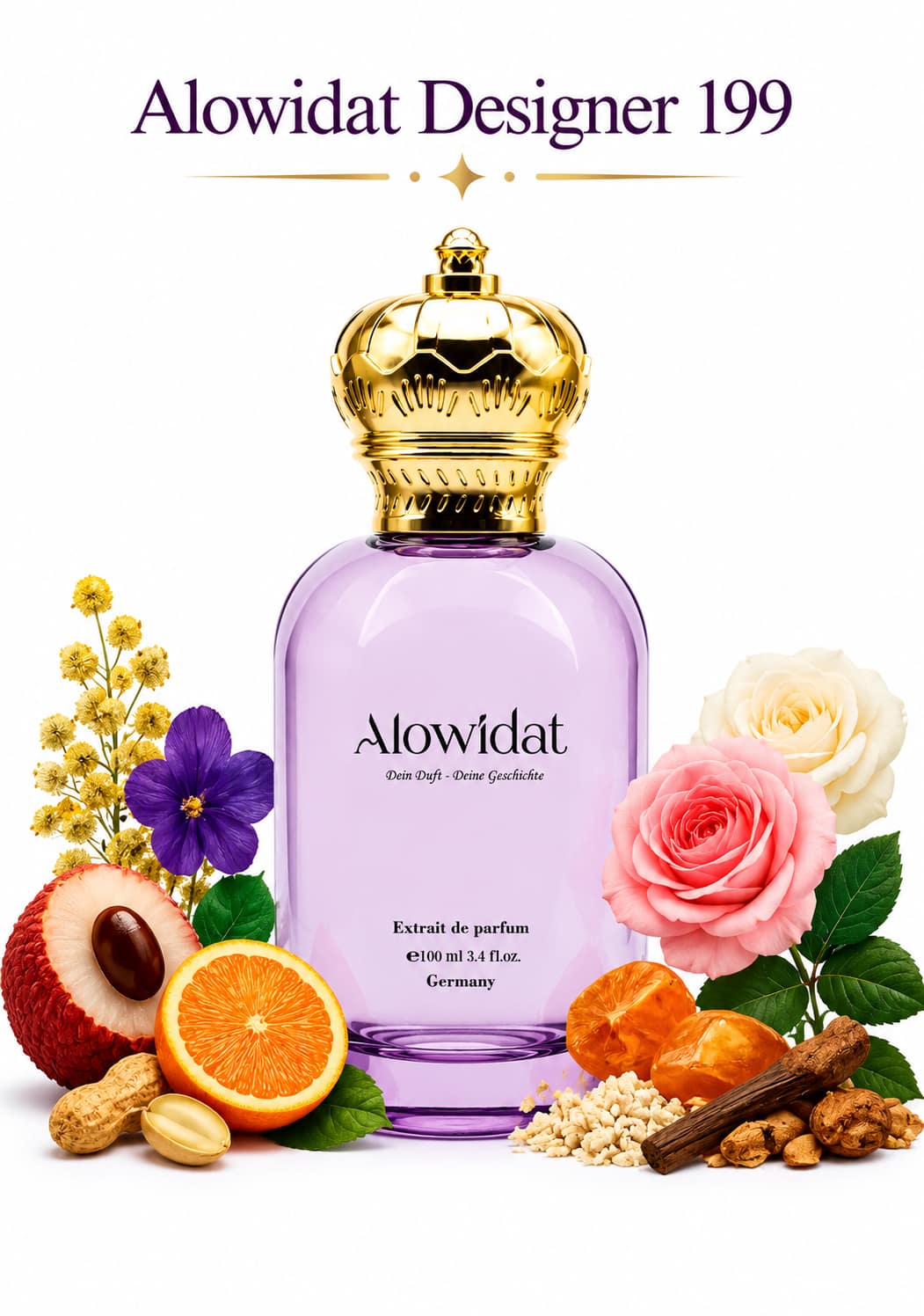 cf129809-0d82-4ecb-9804-ba2e039727cb عطر نسائي Alowidat Designer 199 – زهري فاكهي بلمسة فانيليا عنبرية - الصورة 1