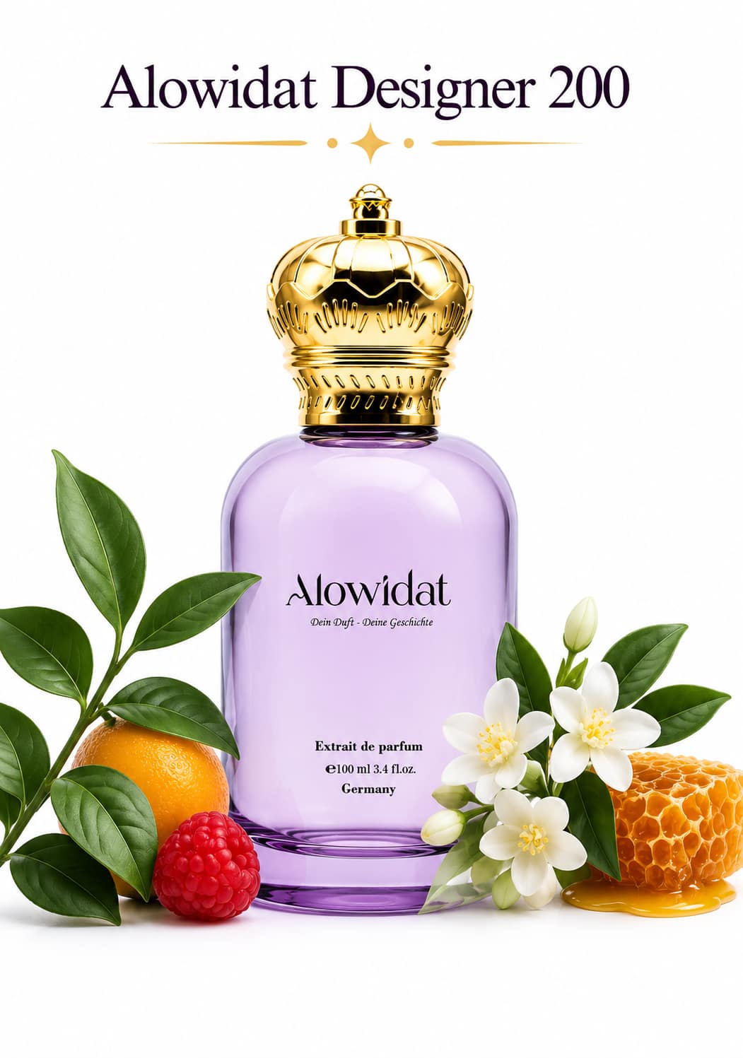 03f1056d-88ee-4263-ab80-fa67e3f77eee عطر نسائي Alowidat Designer 200 – فاكهي زهري بلمسة عسل وباتشولي دافئة - الصورة 1