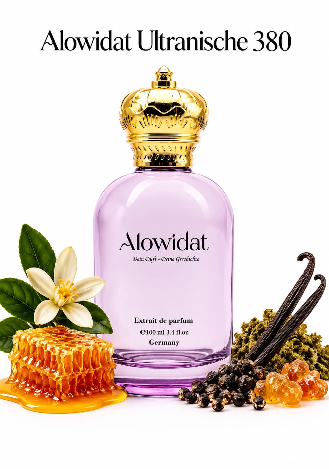 260563cb-e595-47fa-b549-7f361eba5d81 عطر نسائي Alowidat Ultranische 380 – عنبري عسلي بلمسة فانيليا دافئة - الصورة 1