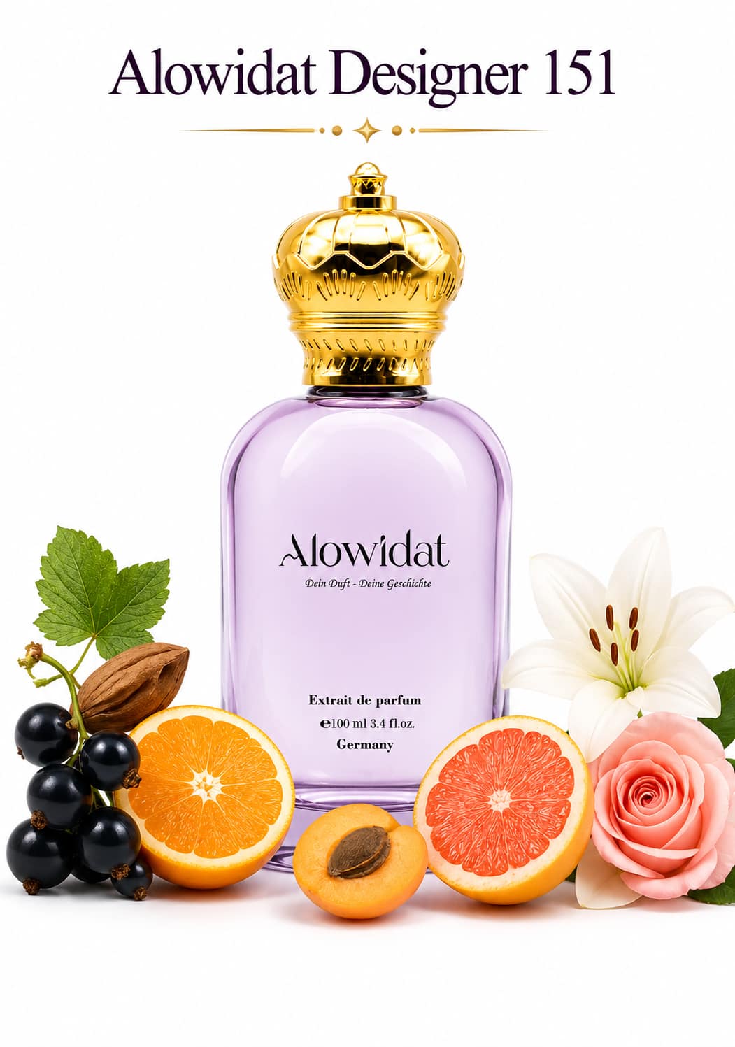 26794168-72c5-4c55-8bc9-24b084c50aa4 عطر نسائي Alowidat Designer 151 – فاكهي زهري بلمسة فانيليا عنبرية - الصورة 1