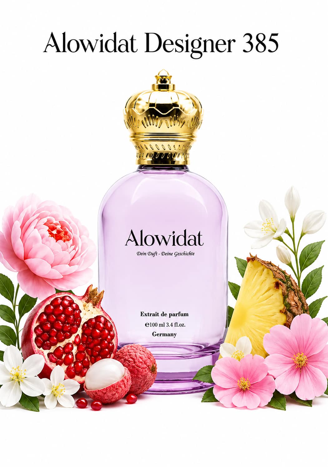 c5e86936-6ae8-4584-9c5e-bc0b7db02a39 عطر نسائي Alowidat Designer 385 – فاكهي زهري بلمسة خشبية ناعمة - الصورة 1