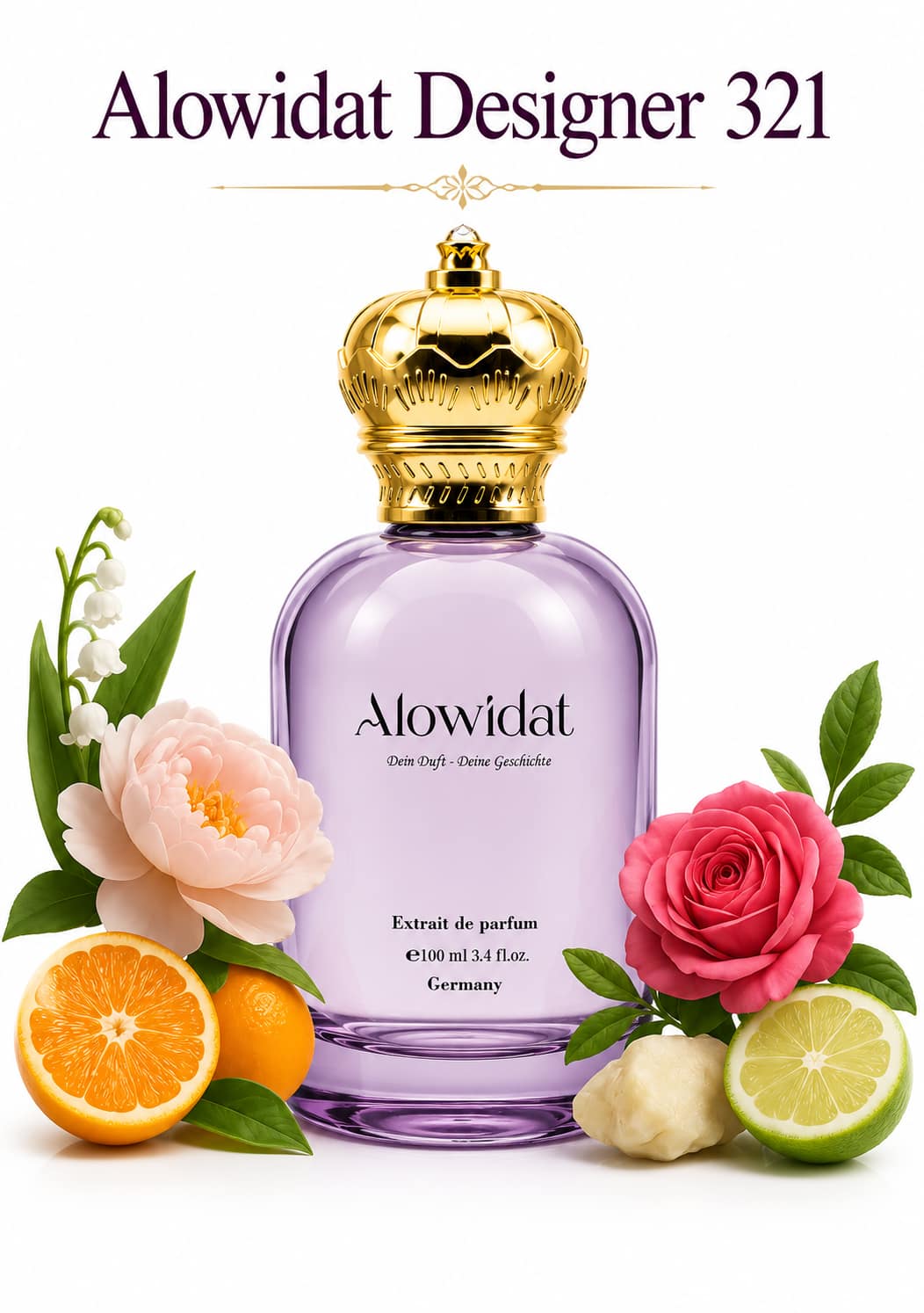 ac8bf8d2-f48f-4ef2-9fc6-bc485b39b58d عطر نسائي Alowidat Designer 321 – حمضي زهري بلمسة مسكية ناعمة - الصورة 1
