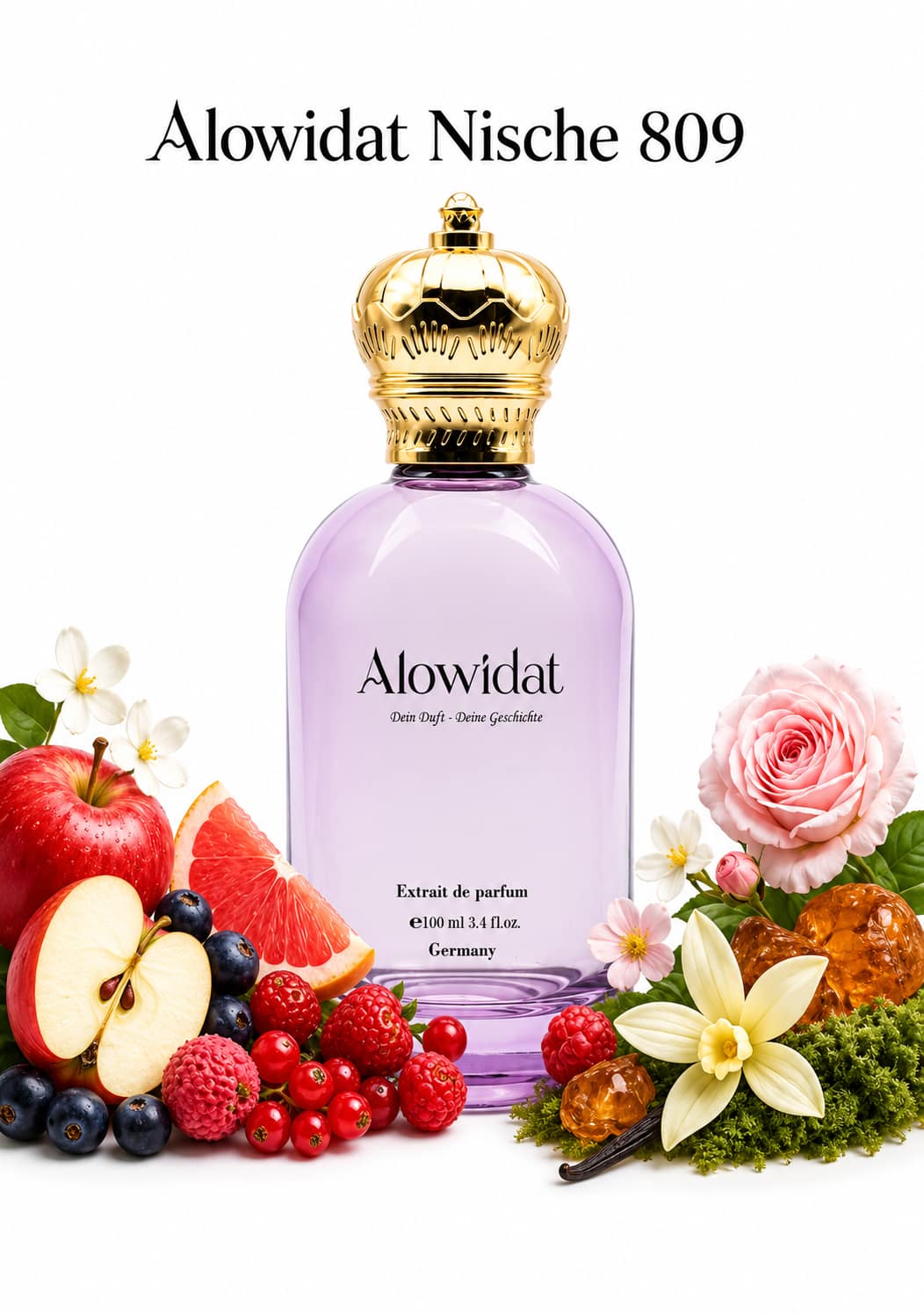 ade575f7-8a63-4858-b35c-900fabdb0914 عطر نسائي Alowidat Nische 809 – فاكهي زهري بلمسة مسكية دافئة - الصورة 1