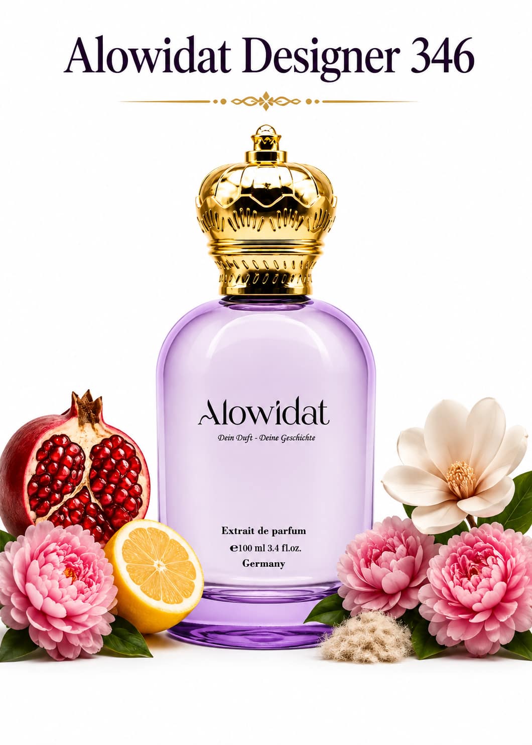 e864dfaa-c3c1-447e-a2ea-09240b95ae8d عطر نسائي Alowidat Designer 346 – زهري فاكهي بلمسة عنبرية مسكية - الصورة 1