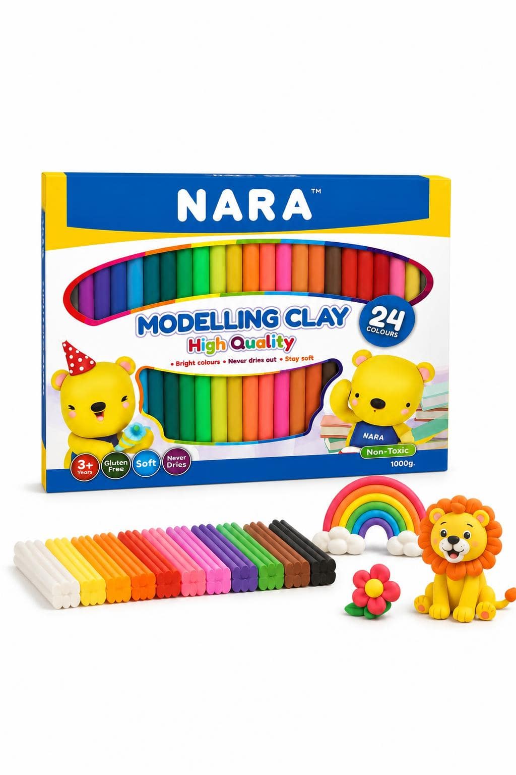 4928eec8-7f1d-4648-a703-6b8ce46146b4.jpg معجون تشكيل أطفال NARA 24 لون 1000 غرام - موديل 1966618 - الصورة 1