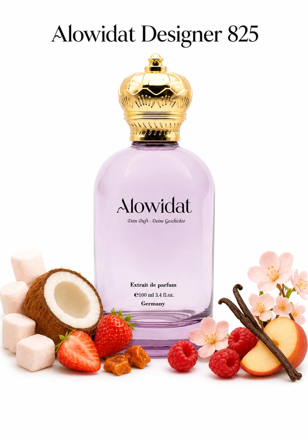 0541e133-dcdf-4587-860c-479e30f99405 عطر نسائي Alowidat Designer 825 – فاكهي سكري بلمسة مسكية - الصورة 1