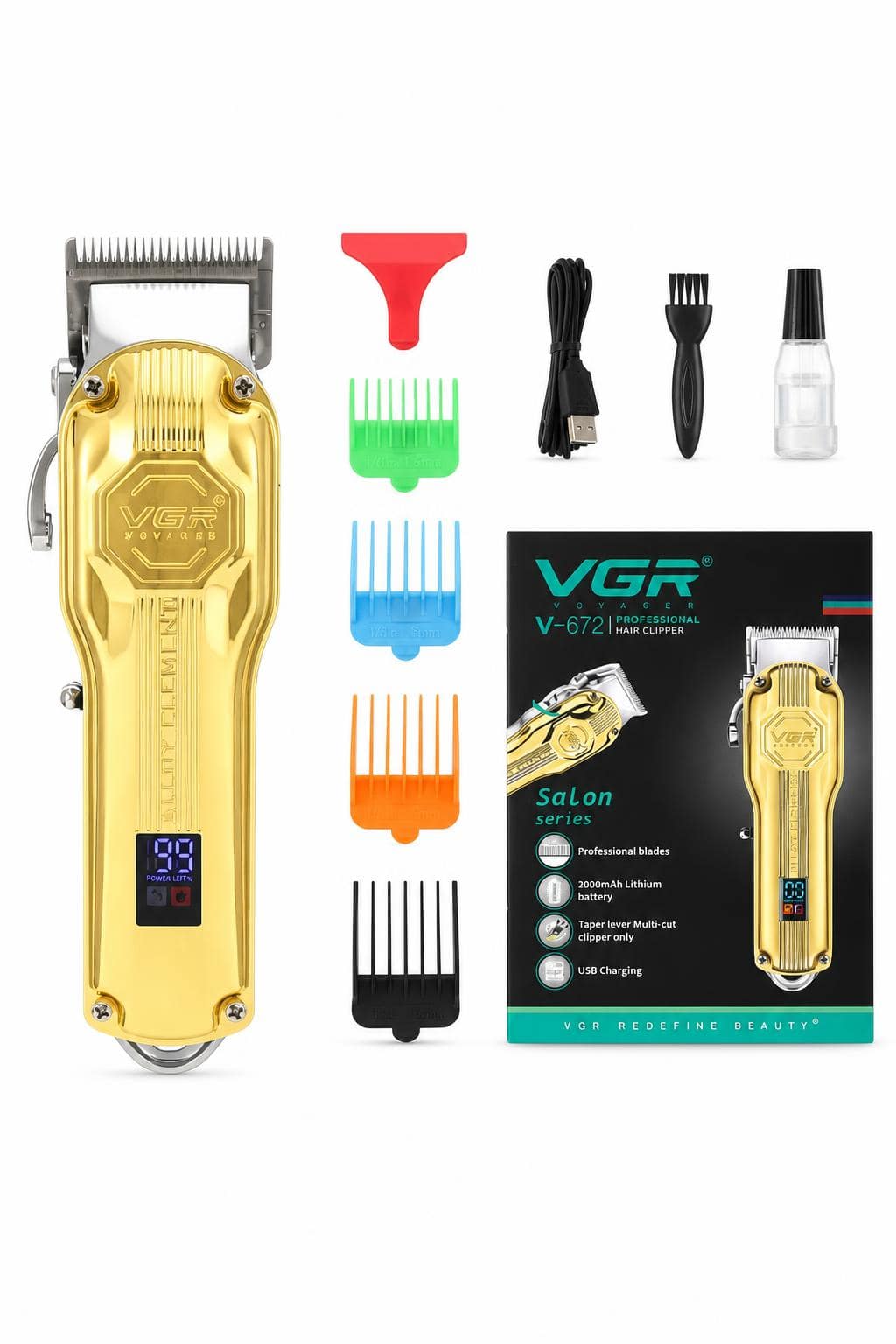2958e708-fa1a-40de-94b4-dc213cf39556.jpg ماكينة حلاقة شعر VGR V-672 لاسلكية 2000mAh بشاشة LED - الصورة 1