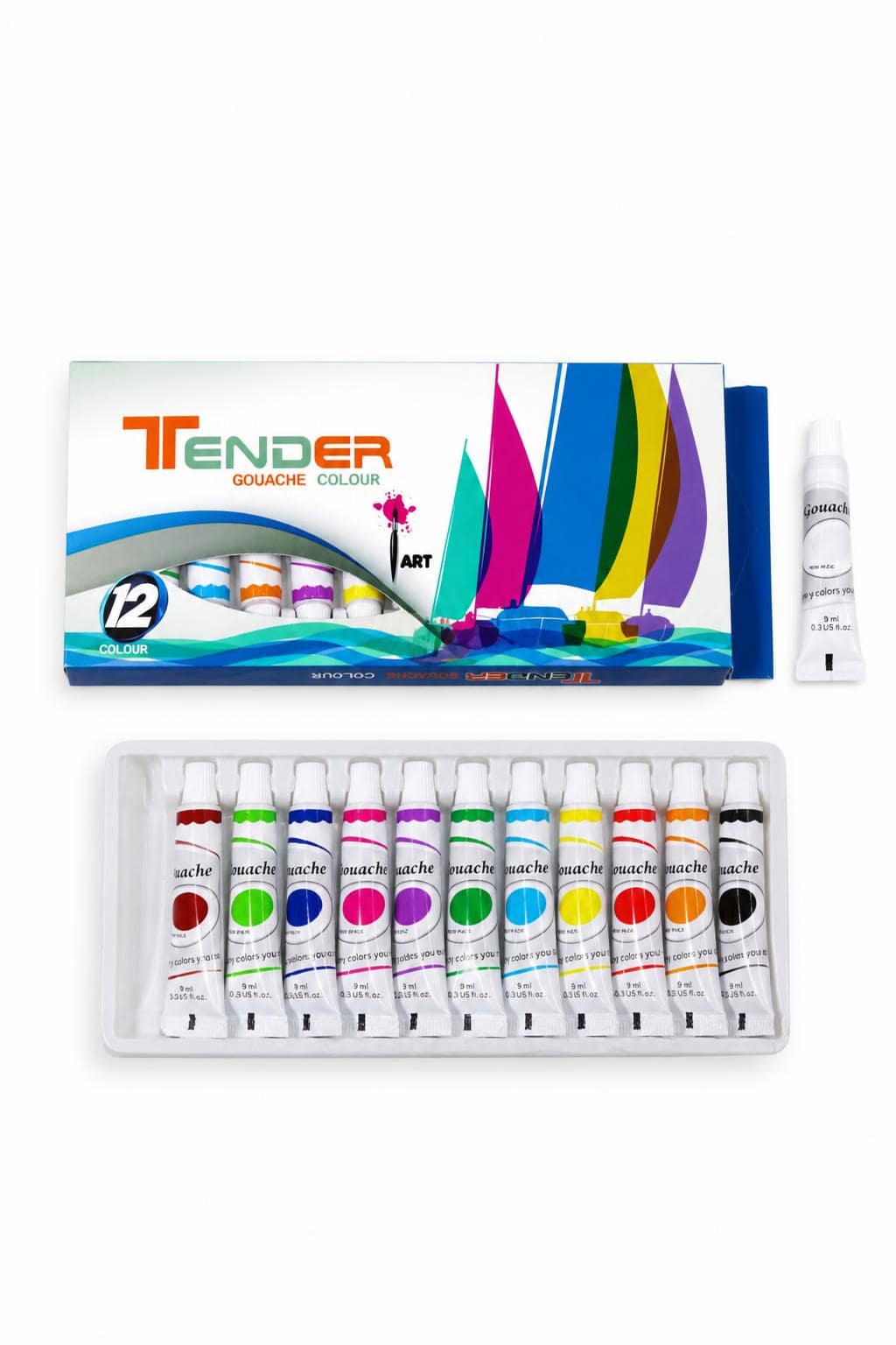 4ed79ac8-884c-445e-b8d8-e63feaf13e23.jpg ألوان غواش Tender عصارة 12 لون 9 ml - موديل 4402 - الصورة 1