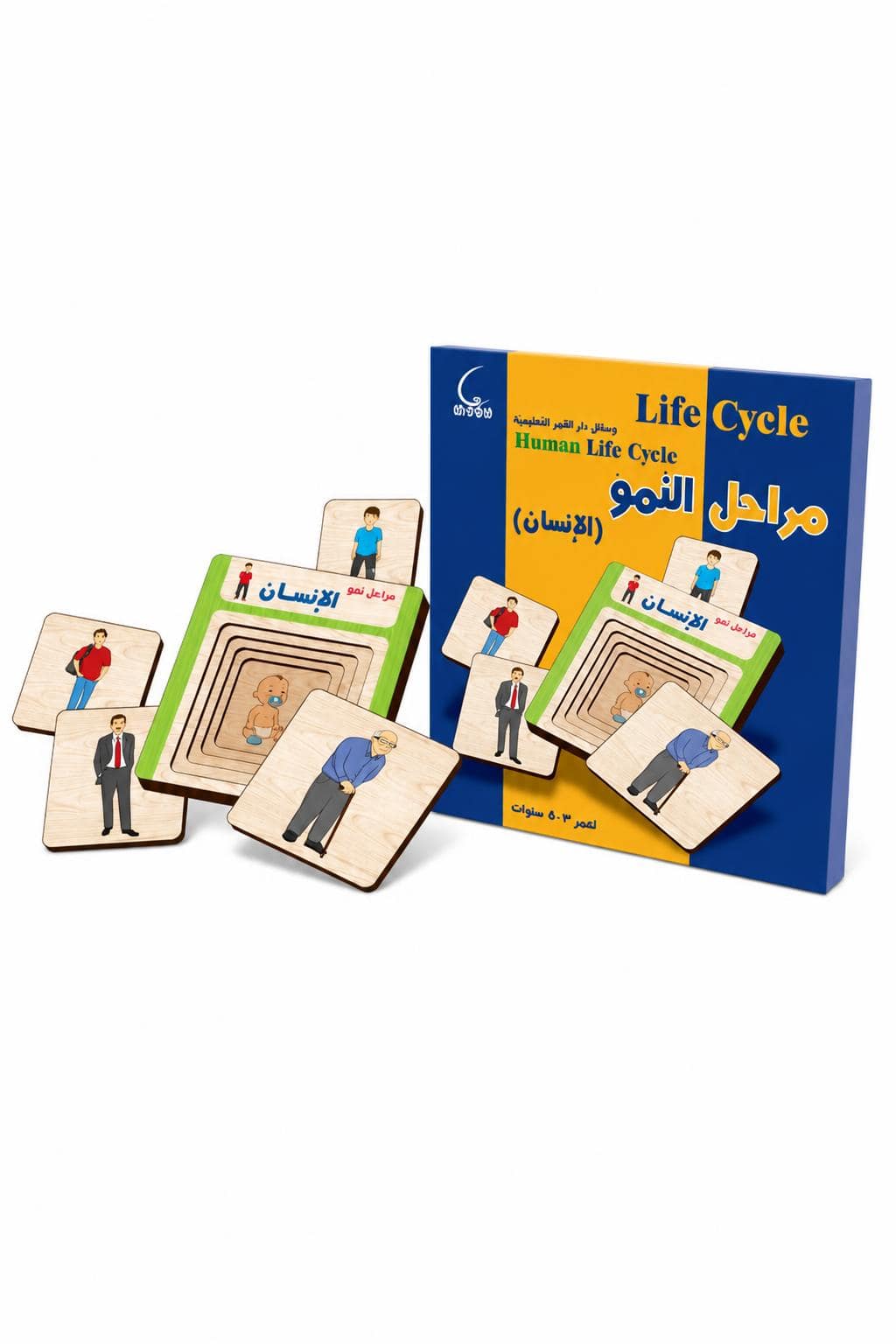 18d3ad5e-ecb3-479d-836d-5d0e752ee1bb.jpg وسيلة مراحل نمو الإنسان التعليمية الخشبية موديل 567 - الصورة 1