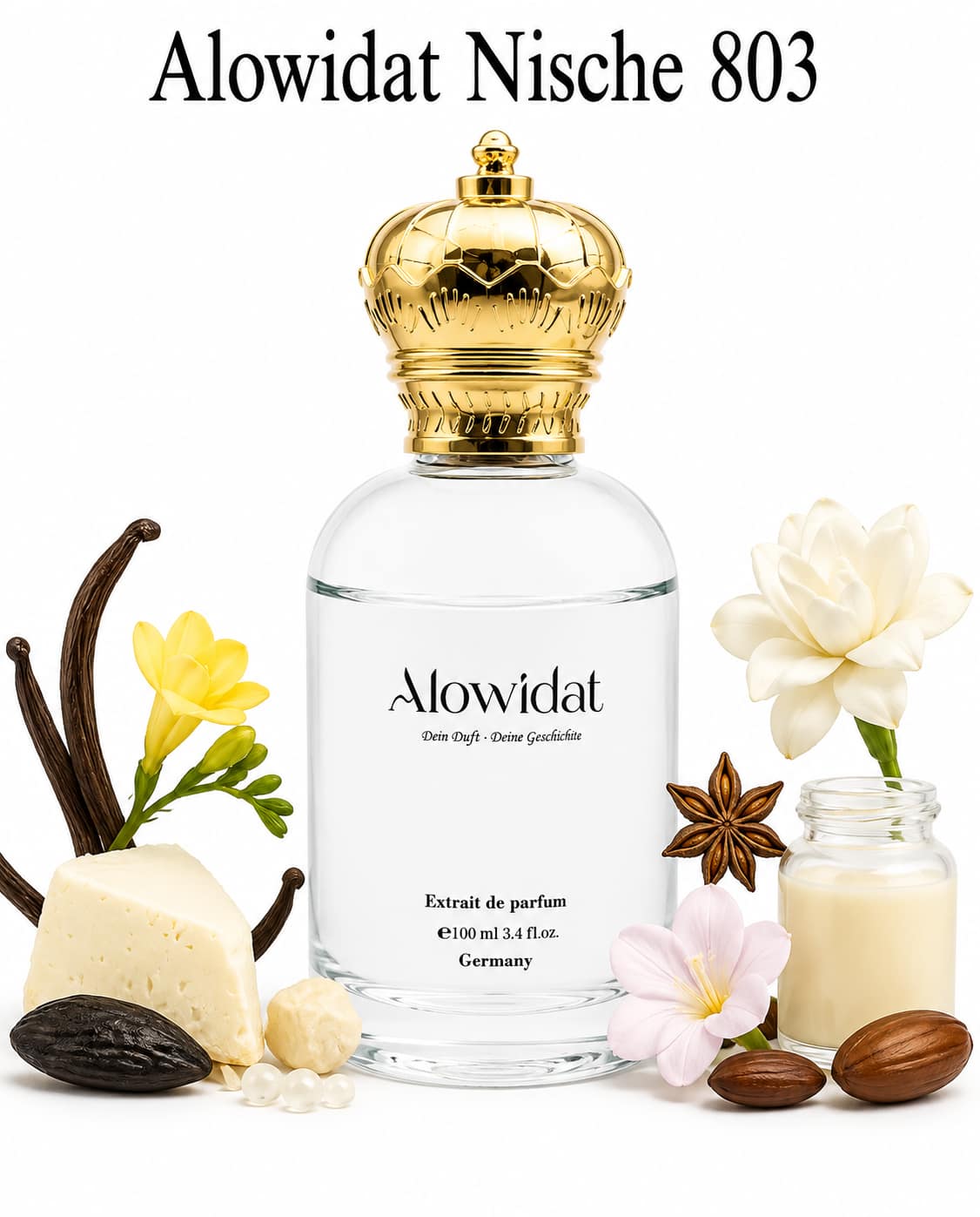 61e8356a-02d0-40af-a124-78344442f121 عطر للجنسين Alowidat Nische 803 – زهري كريمي بلمسة حليب وفانيليا ناعمة - الصورة 1