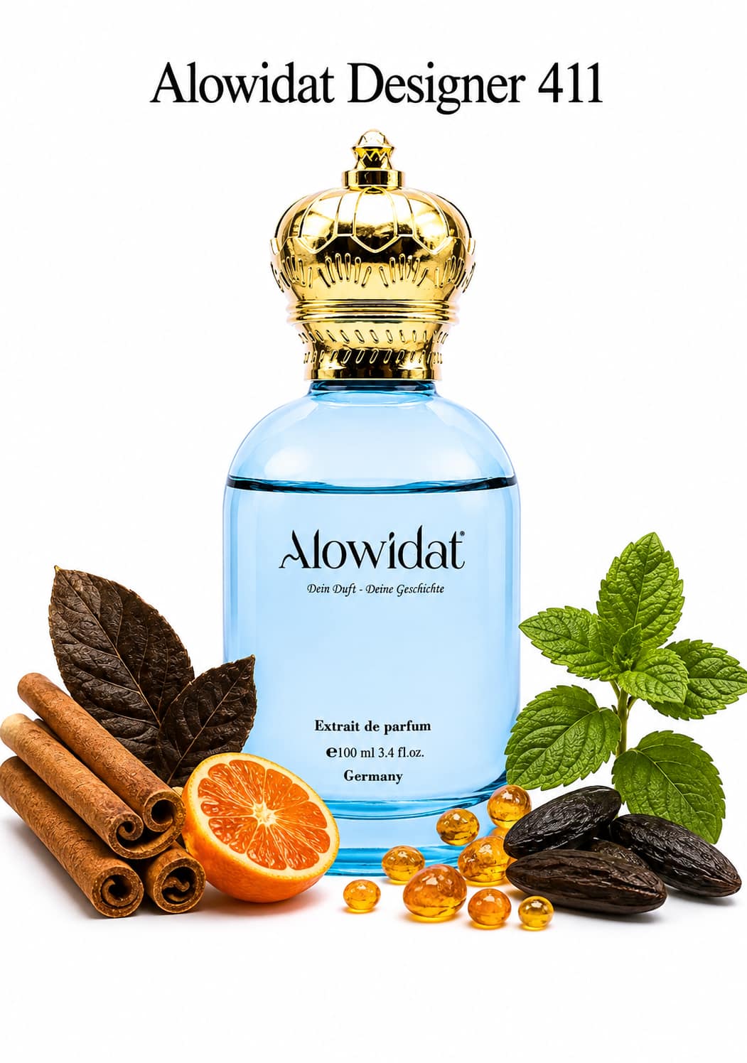 beb2fc92-0769-4269-8598-54e172a4a92a عطر رجالي Alowidat Designer 411 – متبّل دافئ بلمسة تبغية عنبرية - الصورة 1