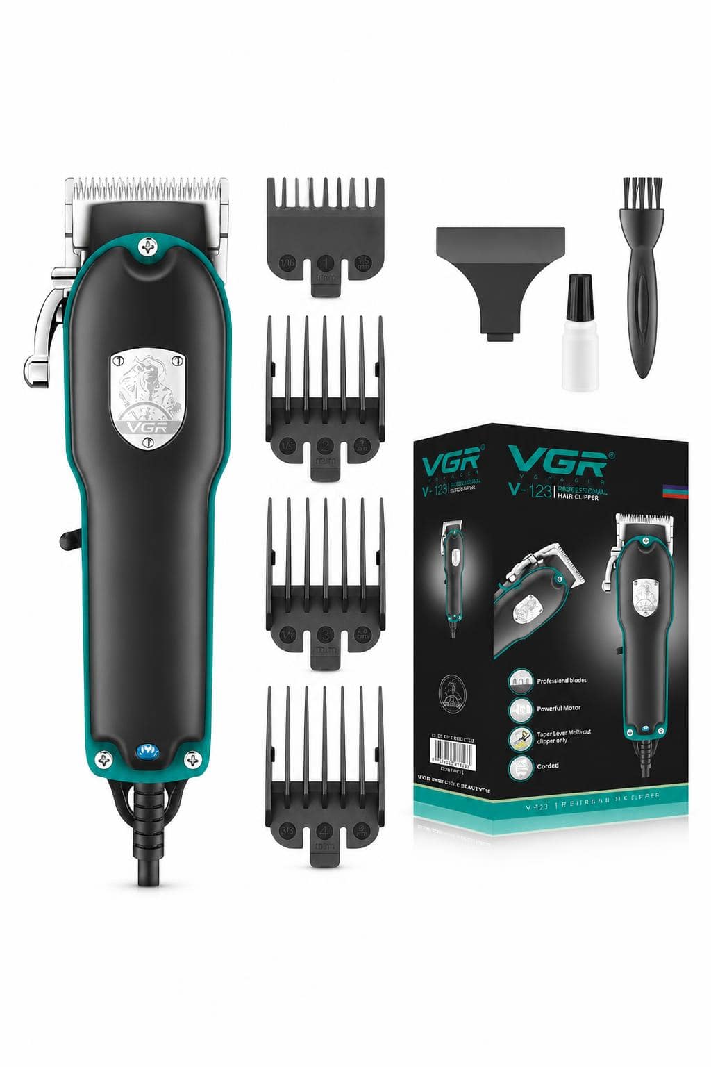 3aa84b4d-de4c-444e-9d9d-394c9138b547.jpg ماكينة حلاقة VGR V-123 بسلك وشفرات Stainless Steel - الصورة 1