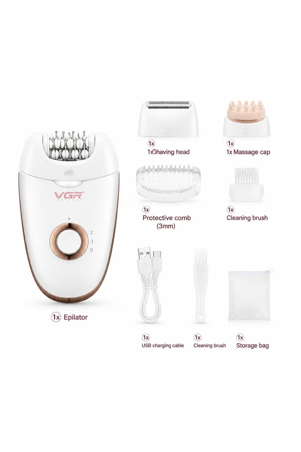 45f5936a-a503-4795-8064-62b482decbd7.jpg آلة إزالة الشعر VGR V-739 3 في 1 لاسلكية مقاومة للماء - الصورة 1