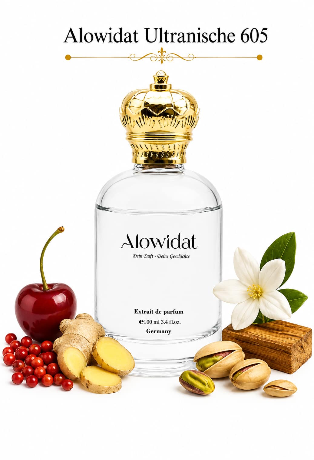 6247b853-dae3-4e12-a4e9-ca856bea5b68 عطر للجنسين Alowidat Ultranische 605 – فاكهي زهري بلمسة فستق ومسك ناعمة - الصورة 1