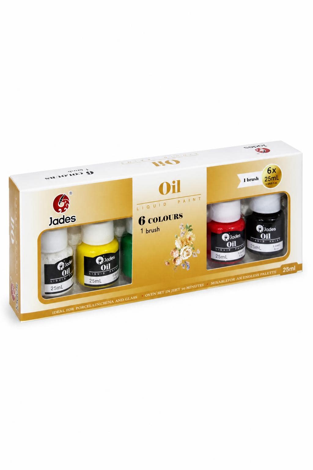 a740b7c5-45af-45b2-bb52-649bc5505e4a-1.jpg ألوان زيتية سائلة Jades 6 ألوان 25mL مع فرشاة - موديل 6842 - الصورة 1