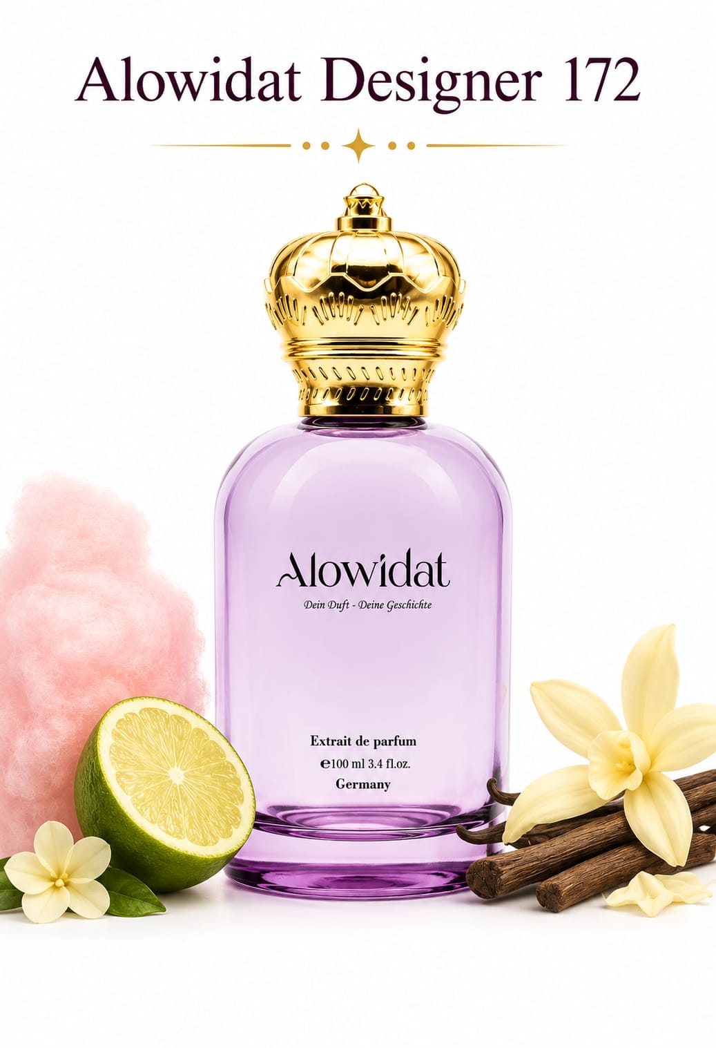 2cab56c0-ec14-49fb-9ae2-a16090e044ea عطر نسائي Alowidat Designer 172 – زهري حلو بلمسة فانيليا مسكية - الصورة 1