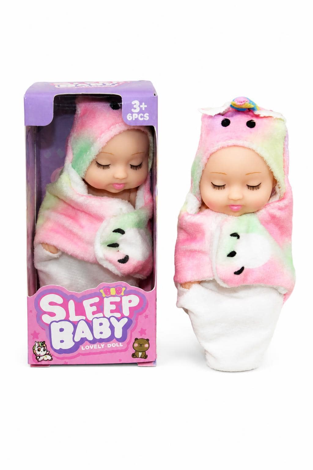 5be94390-b6c5-4ef1-b0fc-7efb9d9e99d5.jpg دمية Sleep Baby سيليكون صغيرة بغطاء يونيكورن - موديل 10769 - الصورة 1