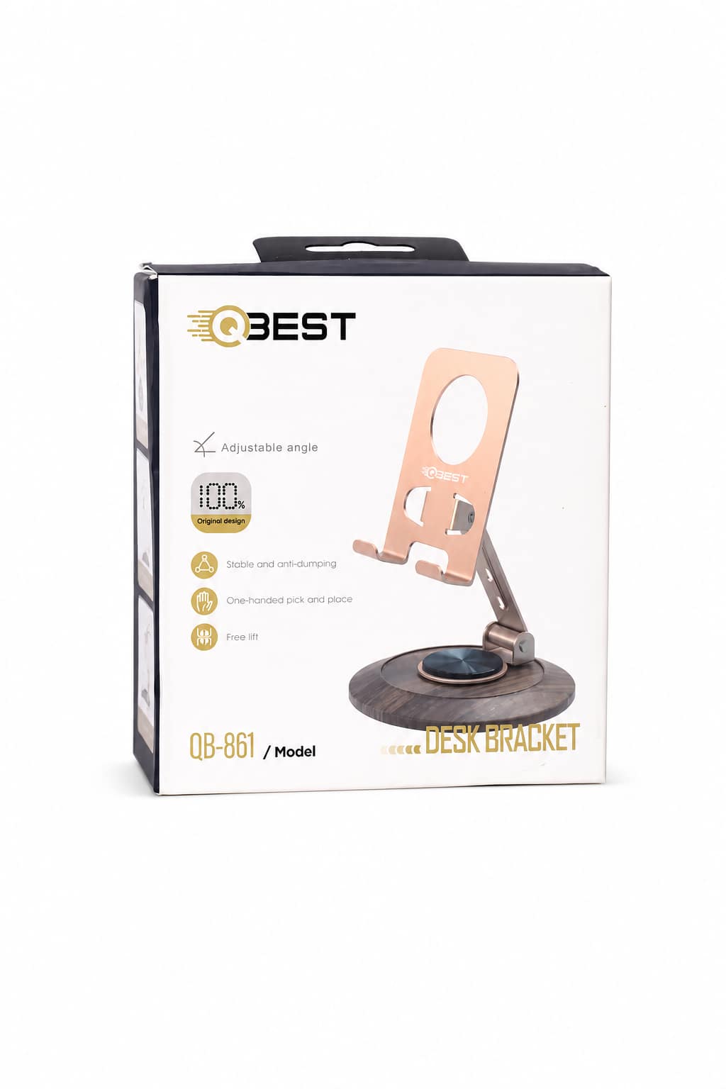 a6aeeda3-3618-417e-a91e-fe02a6484347.png حامل هاتف مكتبي QBest معدني بزاوية فتح 360 درجة QB861 - الصورة 1
