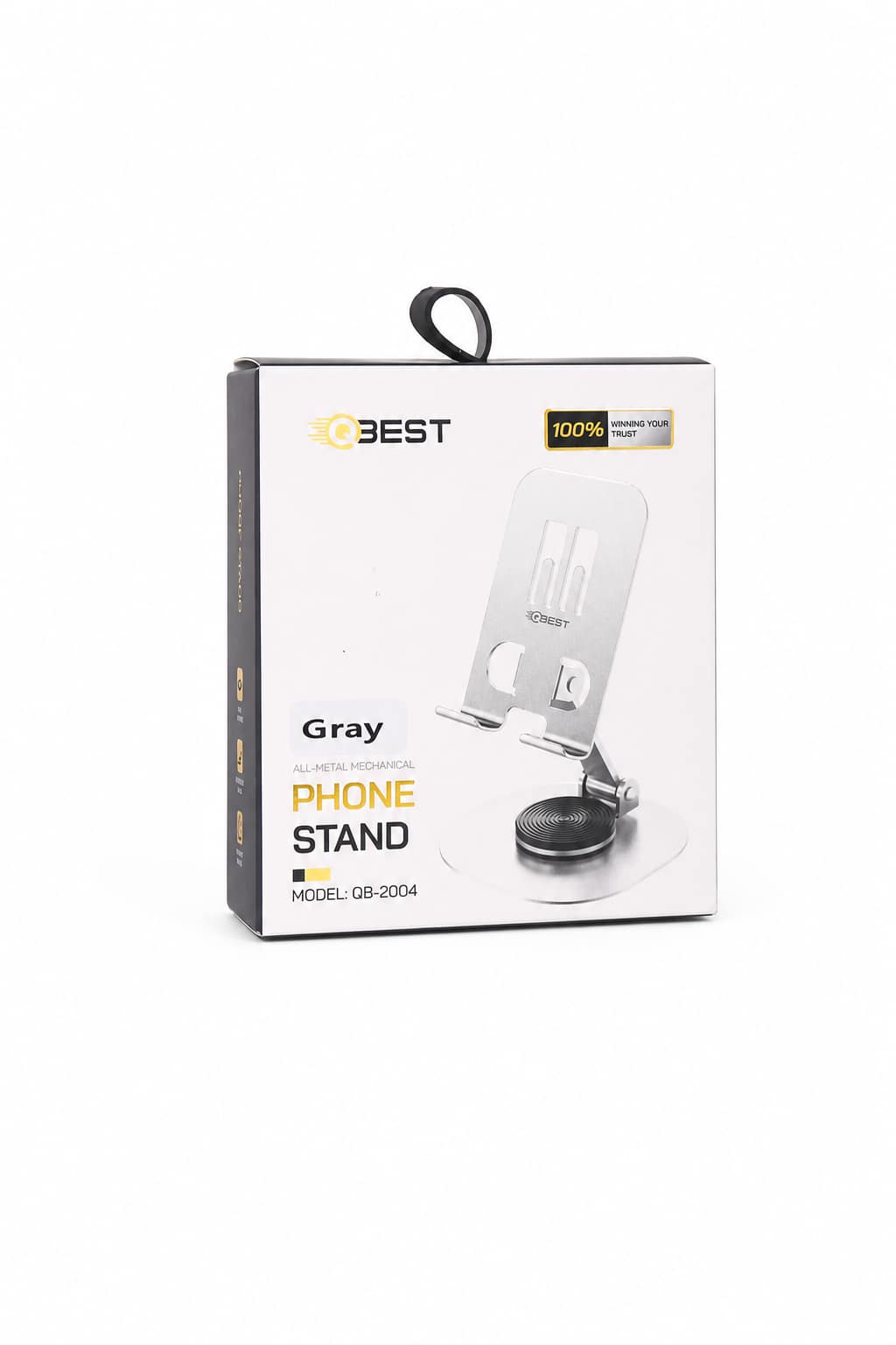 908afbab-86a3-4fd6-9b04-6e7aa38b1154.png حامل هاتف مكتبي QBest معدني بزاوية فتح 360 درجة QB2004 - الصورة 1