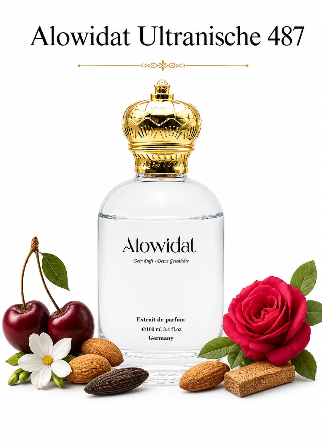 f23a2488-81a9-4882-b214-53d669f7edf2 عطر للجنسين Alowidat Ultranische 487 – فاكهي زهري بلمسة لوز وتونكا دافئة - الصورة 1