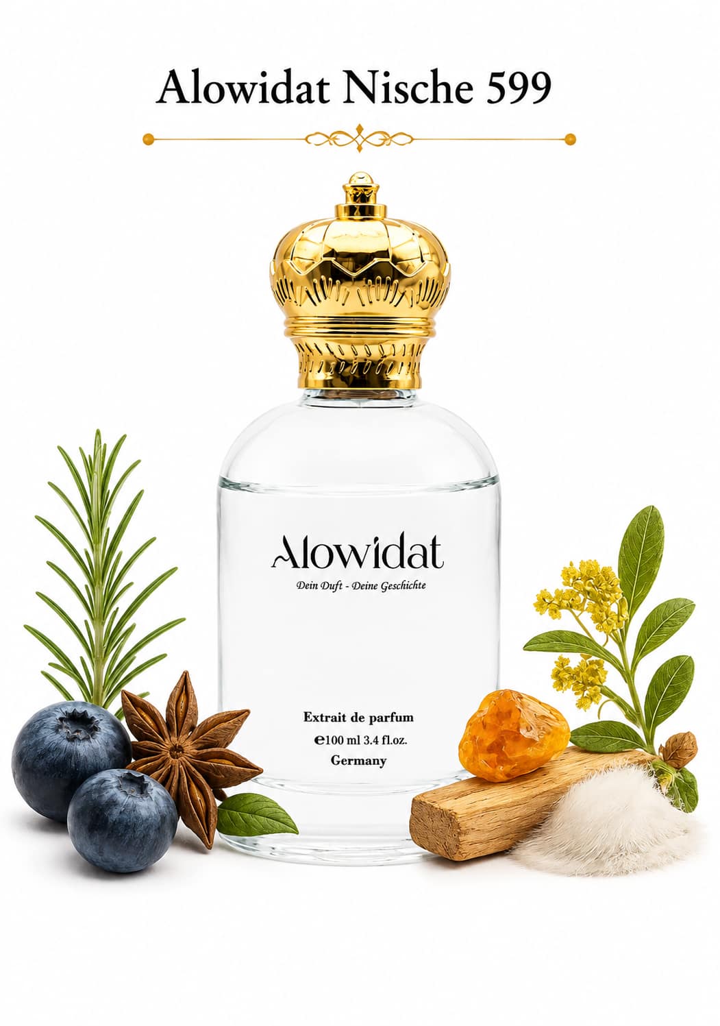 585e0e9a-b43b-435d-b434-8cee40025b48 عطر للجنسين Alowidat Nische 599 – فاكهي عطري بلمسة عنبر وعسل دافئة - الصورة 1