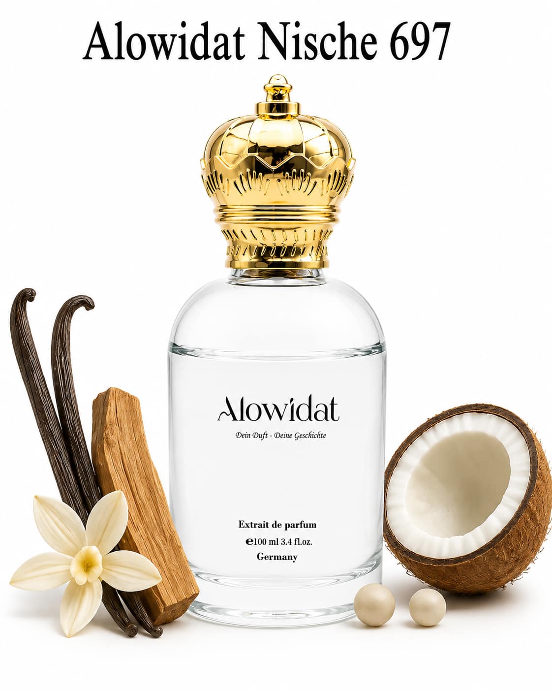 7a622927-56a6-4584-b4b4-64c605b384a1 عطر للجنسين Alowidat Nische 697 – كريمي خشبي بلمسة جوز الهند وفانيليا بوربون - الصورة 1