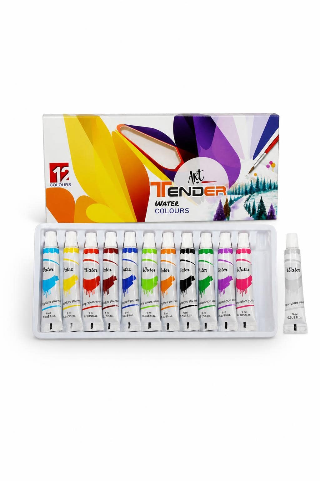 f7e787a7-451f-4c7f-bdc2-4b9cc90afefc.jpg ألوان مائية عصارة Tender، 12 لون - موديل 4085 - الصورة 1