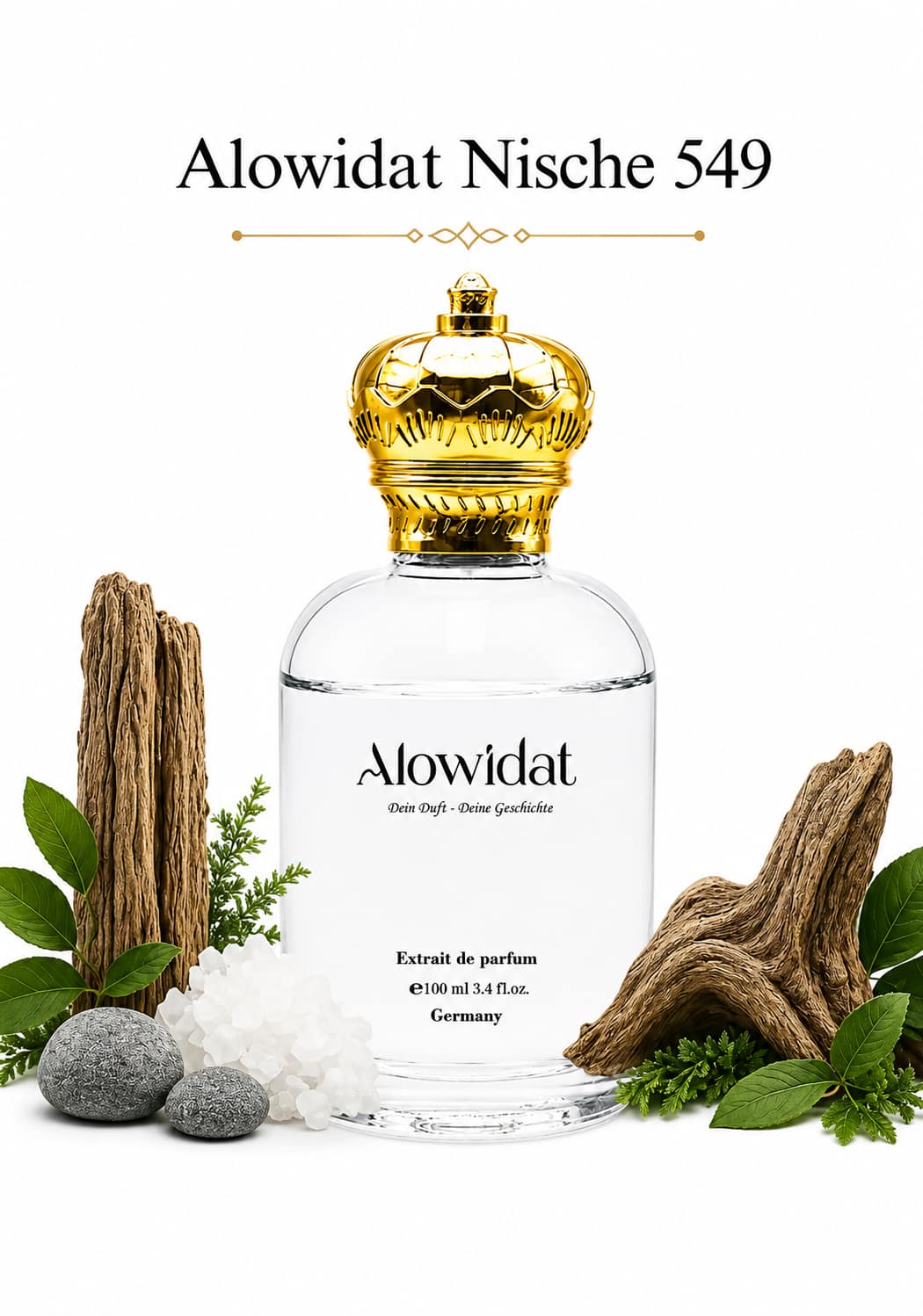 a804340c-f657-4e47-ae28-6a6f405a1764 عطر للجنسين Alowidat Nische 549 – خشبي معدني بلمسة بخور ولمسات خضراء - الصورة 1