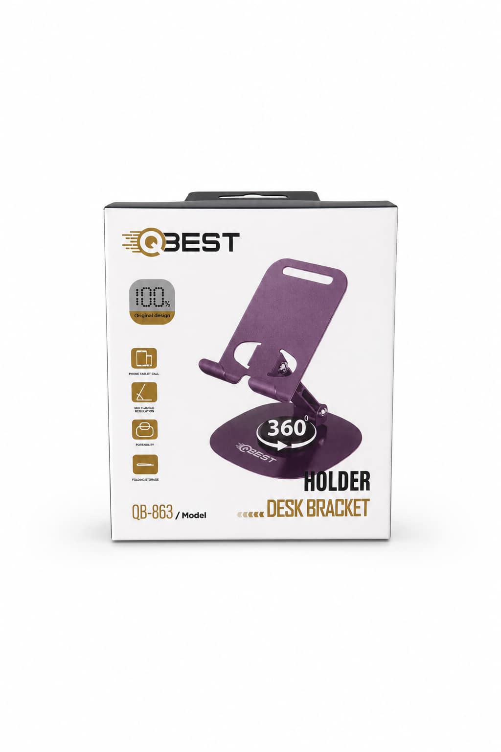 39b66361-2ca7-47a7-938e-7cc05cd19bd6.png حامل هاتف مكتبي QBest معدني بزاوية 360 درجة QB863 - الصورة 1