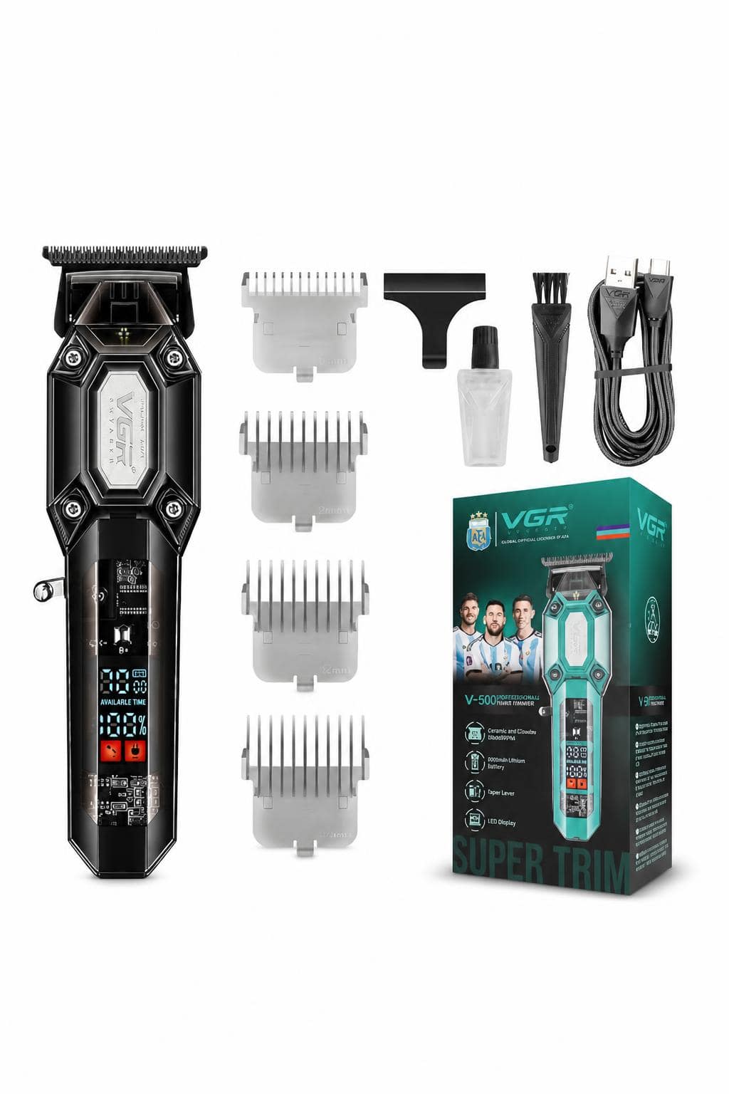 e6a059fd-68e0-4366-855c-09bacae4998a.jpg ماكينة حلاقة VGR V-900 بشاشة LED و4 أمشاط - الصورة 1