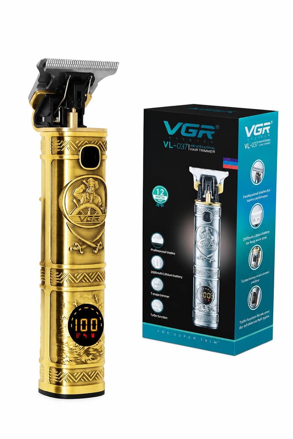 0da1e6ec-b38a-4aab-a85c-dd5adf11b0bd.jpg ماكينة حلاقة VGR VL-097 احترافية ذهبية بشاشة LED وTurbo - الصورة 1