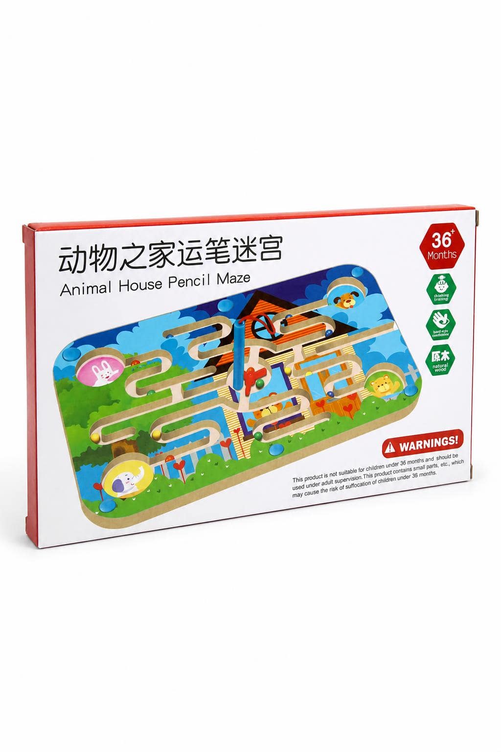 244d265c-5f3a-4535-a78c-096a3daf1154.jpg لعبة متاهة ممغنطة Animal House خشبية للأطفال 36+ شهر - 16191 - الصورة 1