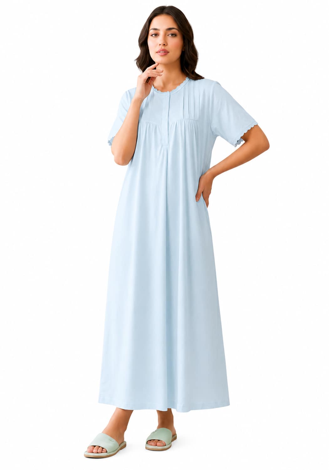 56e8dc39-c121-46ff-a6e4-7ea135d10437 قميص نوم نسائي Sola طويل – قطن 95% وليكرا 5% | M–XL - الصورة 1