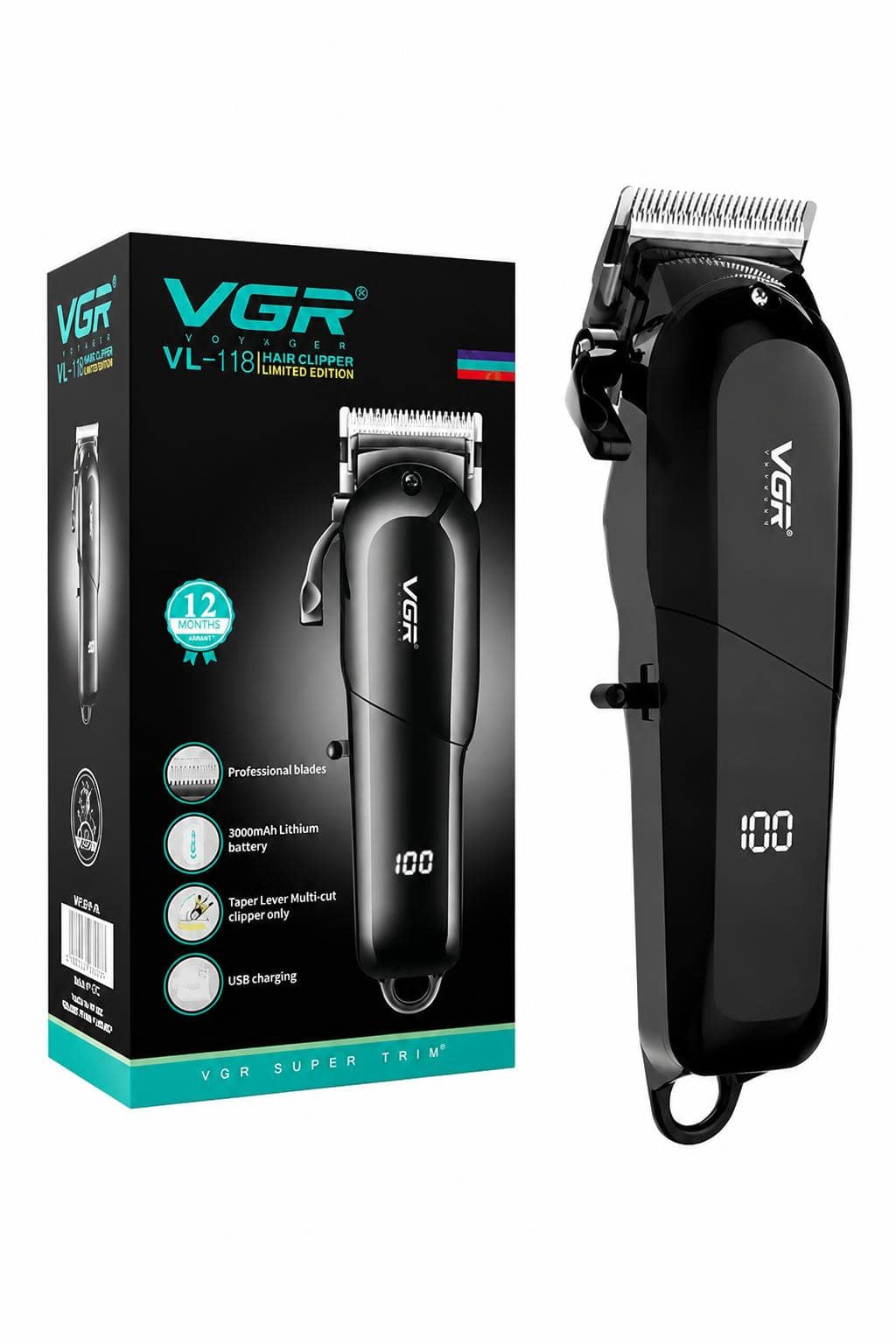 6ce073a2-ccbf-4c60-acd7-ffb48f2baa1d.jpg ماكينة حلاقة VGR VL-118 بسلك ولاسلكية مع شاشة LED - الصورة 1