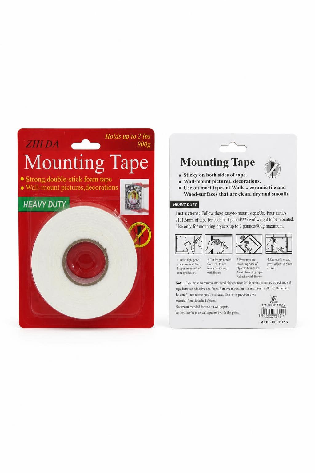 aece3355-9cd7-4f2e-877a-67b957bdbc84.jpg شريط تثبيت فوم دبل فيس ZHI DA يتحمل حتى 900g - 16354 - الصورة 1