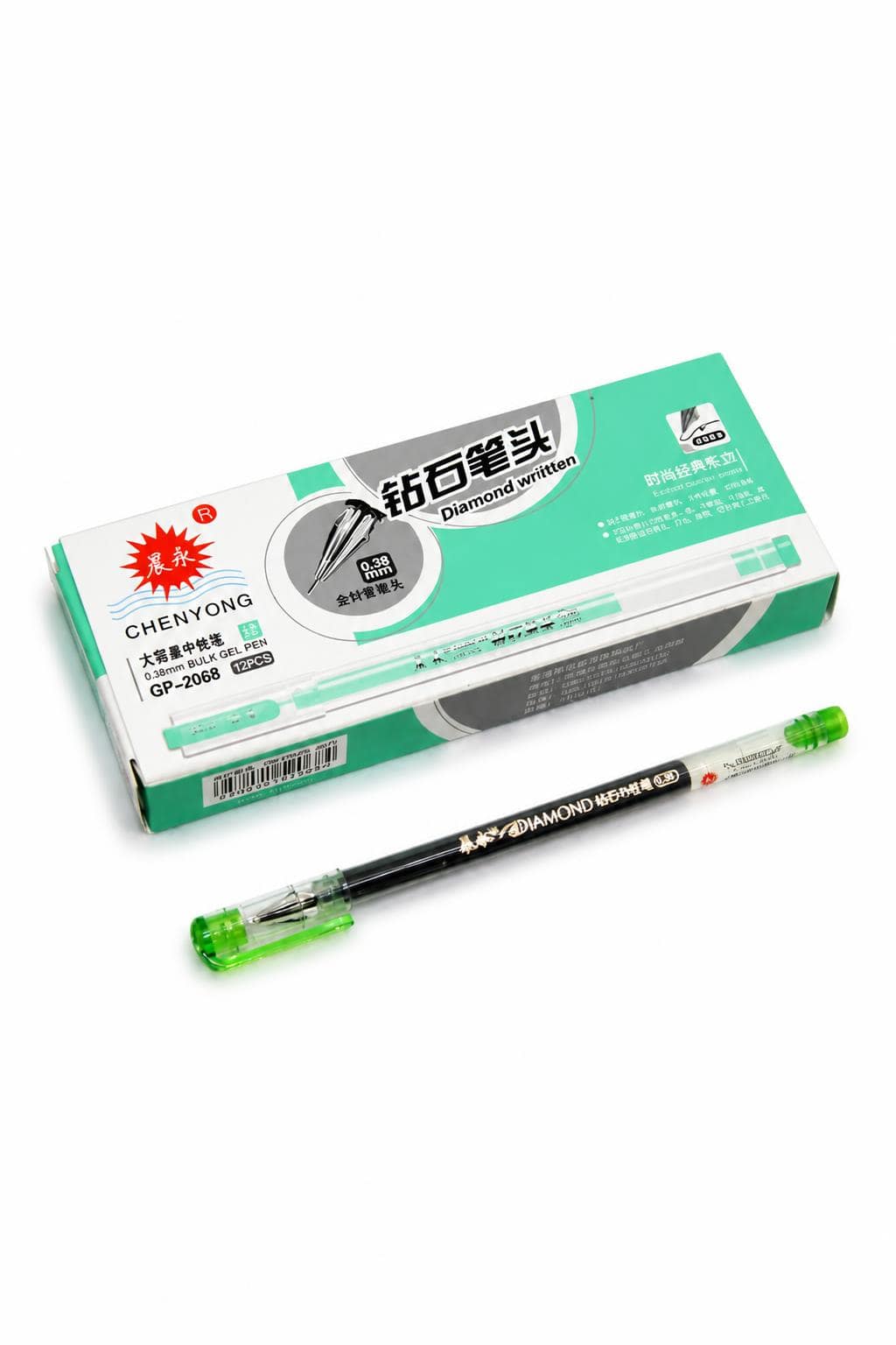 60555087-9e95-4149-96bd-36ae42afcdfd-1.jpg علبة أقلام جل CHENYONG GP-2068، 12 قلم 0.38 mm أخضر - الصورة 1