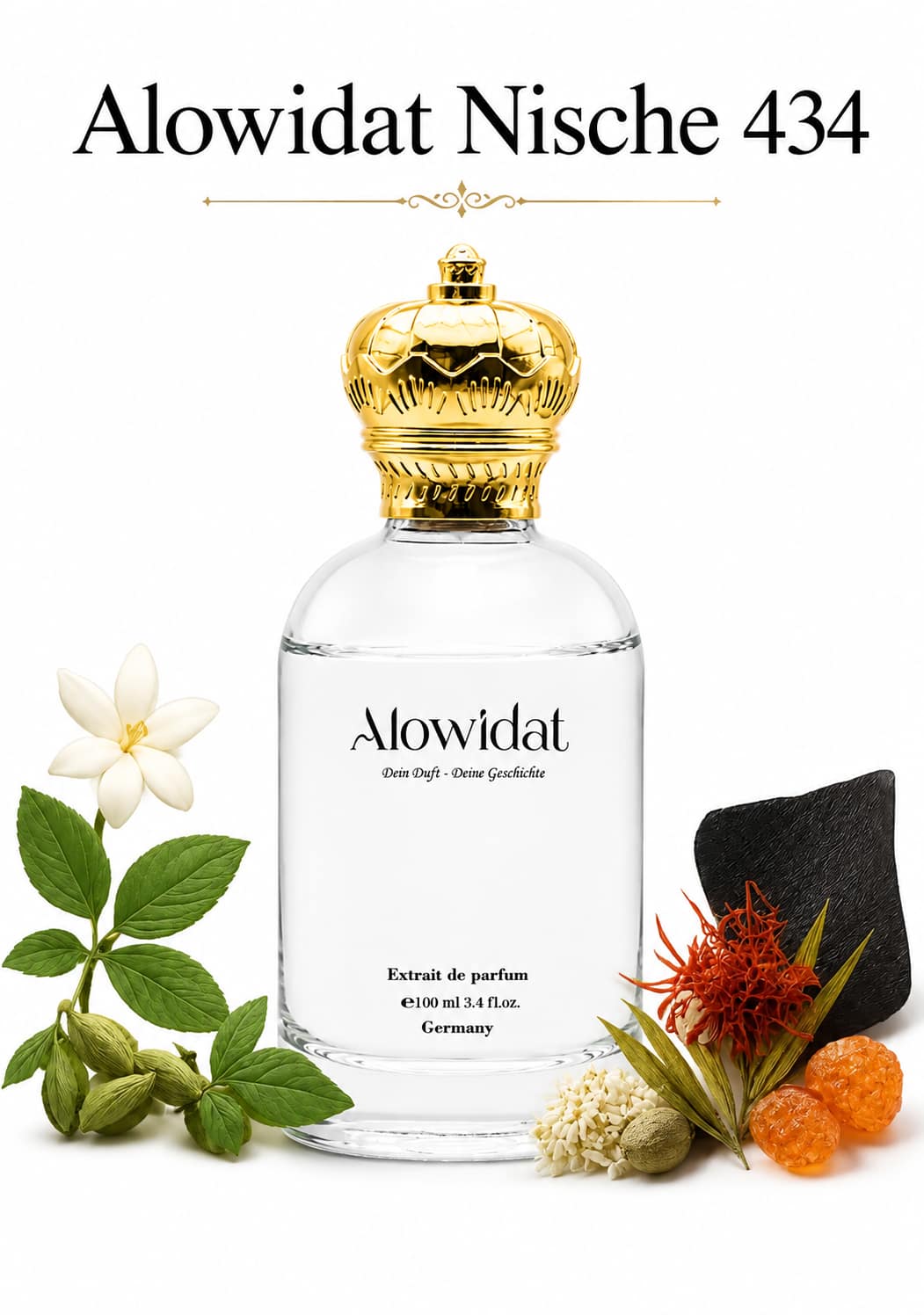 b3e331aa-07c9-410c-9970-972085b6b548 عطر للجنسين Alowidat Nische 434 – جلدي متبّل بلمسة عنبر وطحلب دافئة - الصورة 1